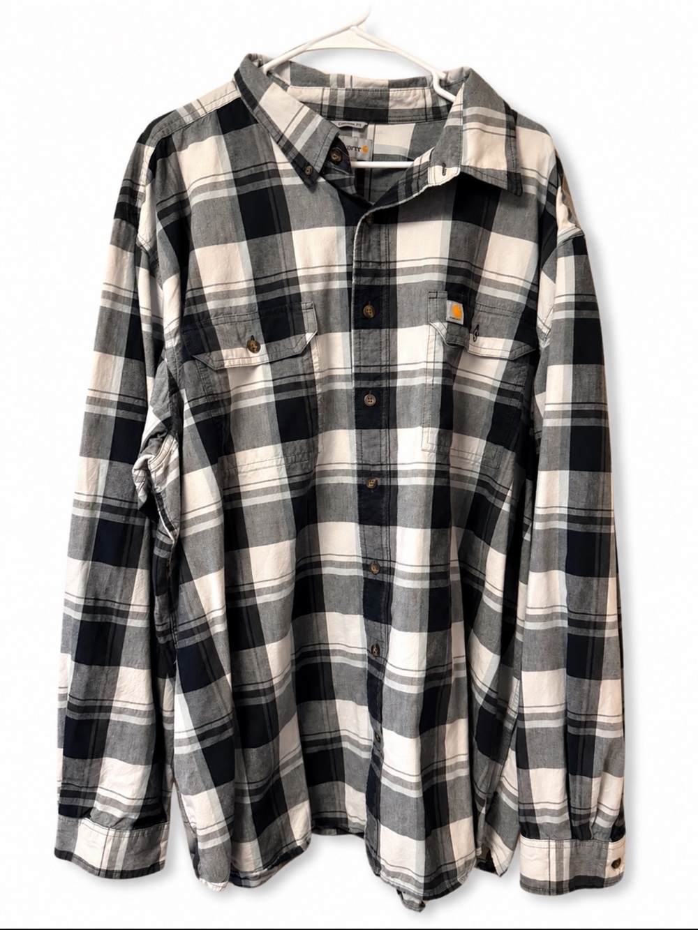 Carhartt Men’s Tall 3XL Original Fit Flannel Black and White plaid